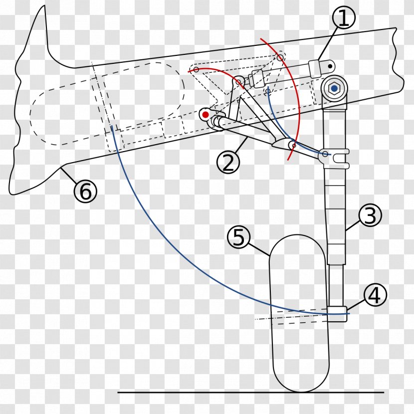 Aircraft Airplane Landing Gear Schematic Mechanism - Drawing - Dynamic Lines Pattern Shading Border Transparent PNG