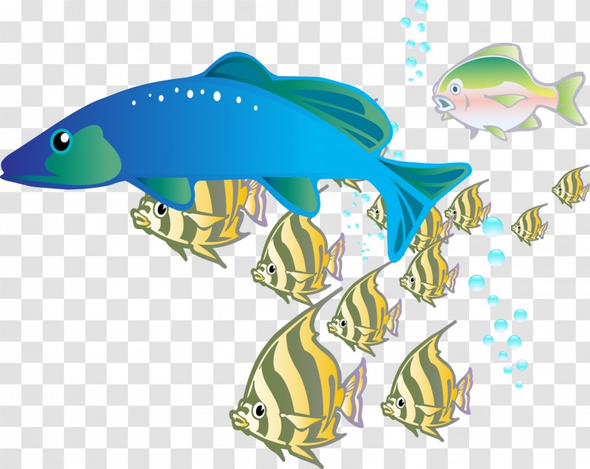 Clip Art - Organism - Hand-painted Blue Striped Fish Transparent PNG