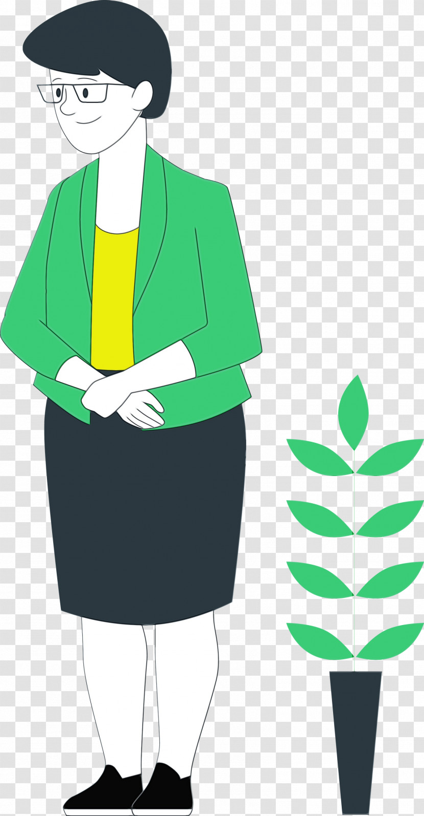 Communication Headgear Green Character Line Transparent PNG