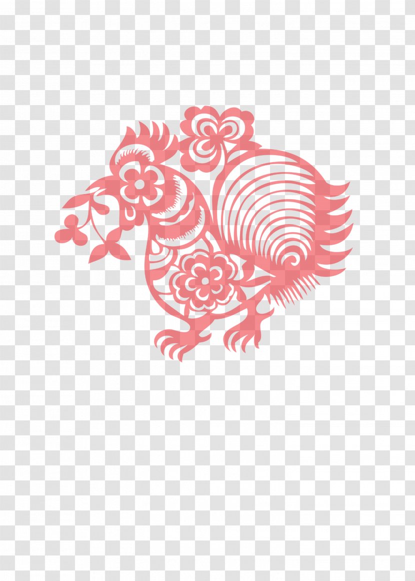 Chicken Chinese Zodiac Papercutting New Year Rooster - Frame - Paper-cut Transparent PNG