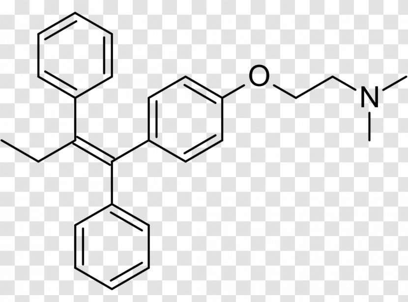 Tamoxifen Selective Estrogen Receptor Modulator Pharmaceutical Drug Antiestrogen - Drawing - Monochrome Transparent PNG