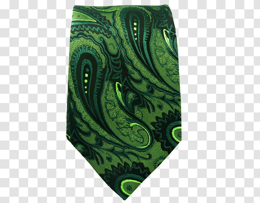 Paisley Necktie Green Silk Handkerchief - Jacquard Weaving - Silky Transparent PNG