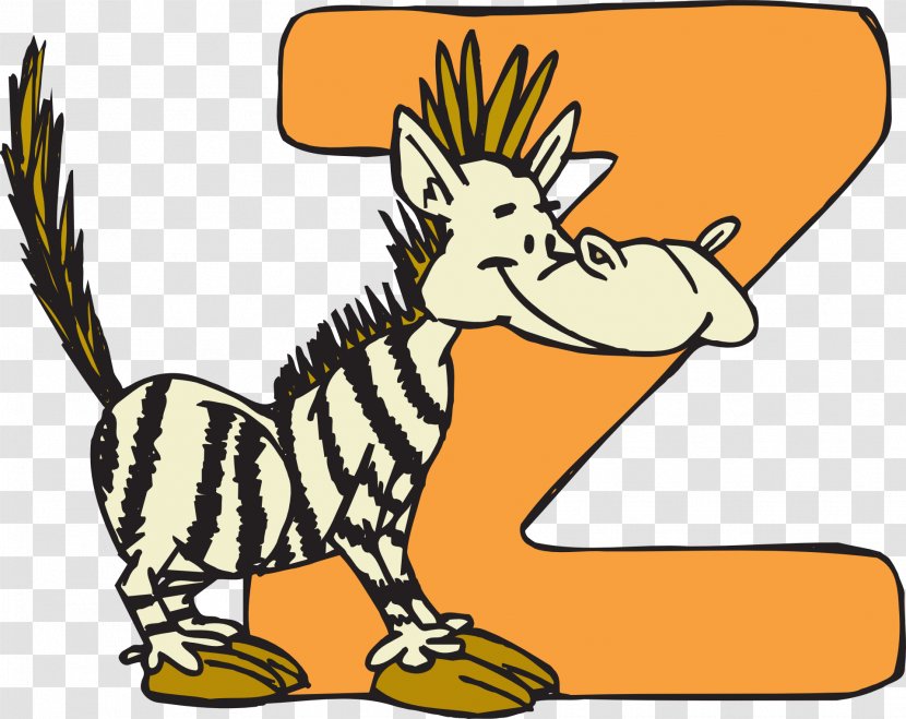 Z Letter Alphabet Clip Art - Fictional Character - Zebra Transparent PNG