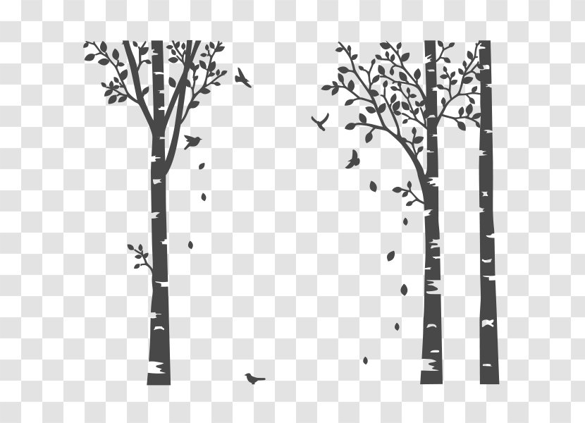 Twig Wall Decal Sticker Tree - Black And White Transparent PNG