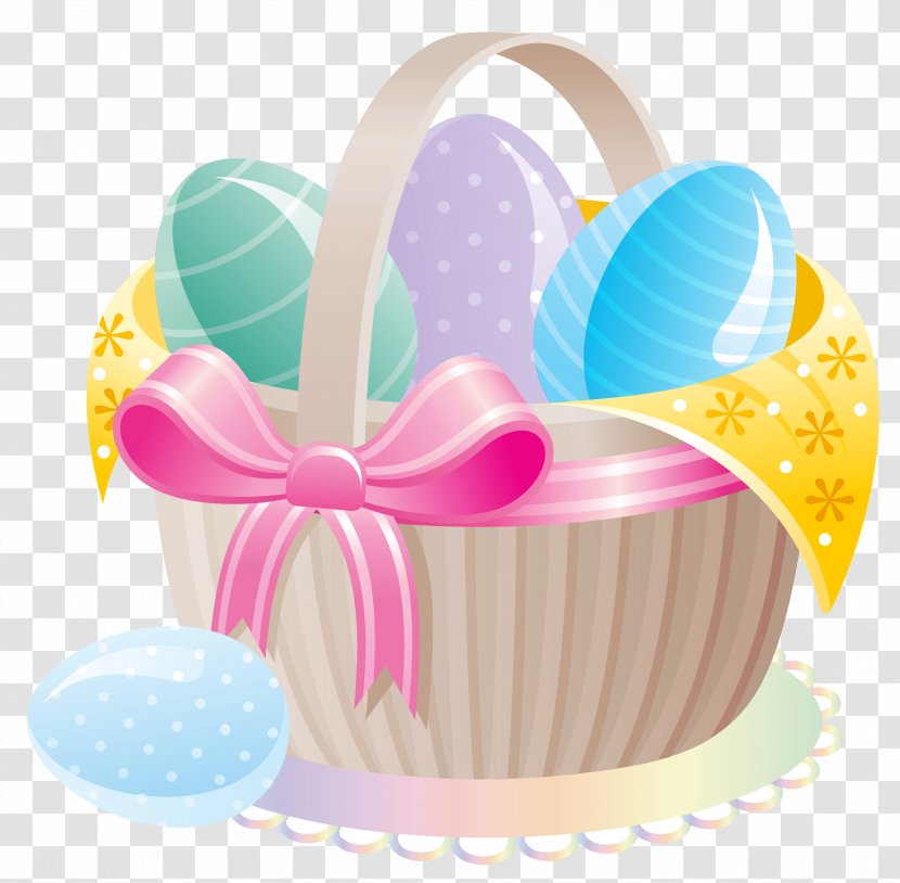 Easter Bunny Egg Basket Clip Art - Delicate With Eggs Clipart Transparent PNG