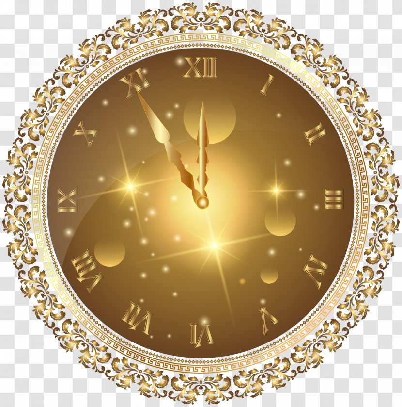 New Year's Eve Clock Clip Art - Gold PNG Transparent Image Transparent PNG