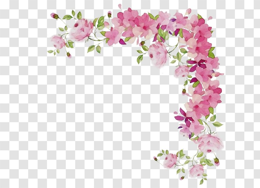 Watercolor Pink Flowers - Borders And Frames - Artificial Flower Orchid Transparent PNG