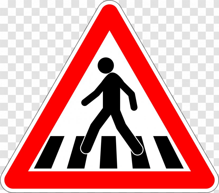 Traffic Sign Warning - Pedestrian Crossing - Signboard Transparent PNG
