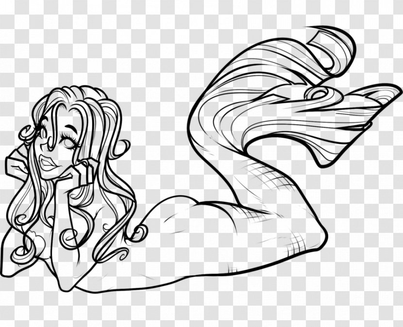 A Mermaid Drawing Ariel Sketch - Flower Transparent PNG