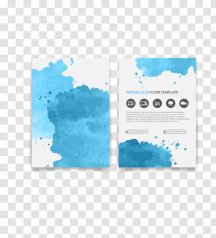 Flyer Brochure Watercolor Painting Euclidean Vector - Pattern - Blue Ink Transparent PNG