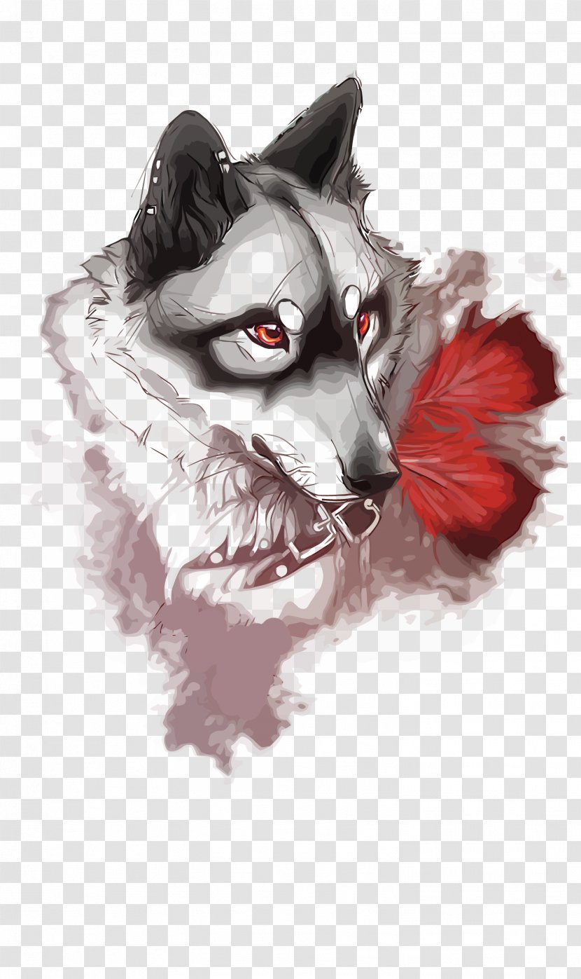 Siberian Husky Gray Wolf African Wild Dog Illustration - Wolfdog - Vector Hand-painted Transparent PNG