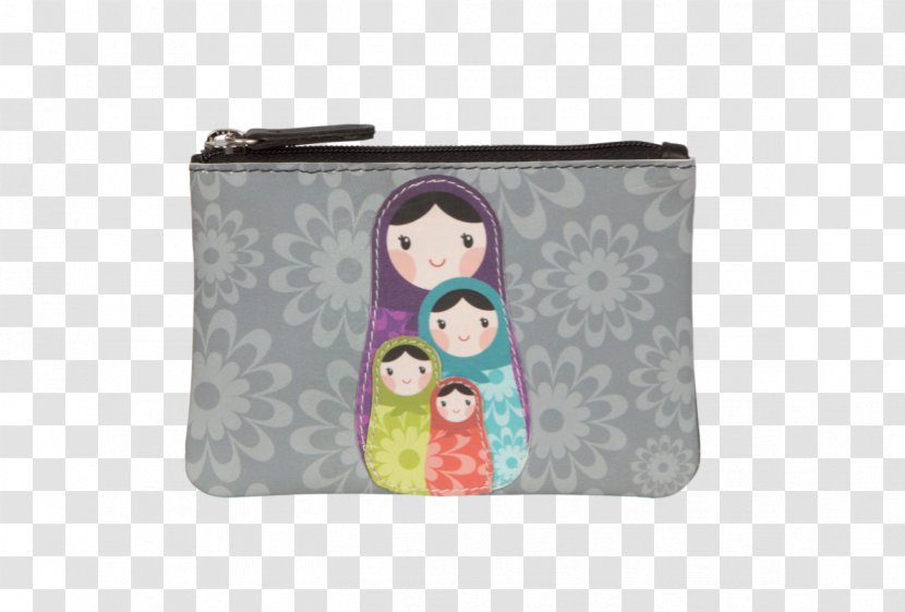 Coin Purse Handbag Leather Pink M - Matryoshka Doll Transparent PNG