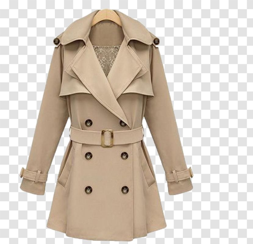 Trench Coat Jacket Double-breasted Overcoat - Button - Women's Coats Transparent PNG