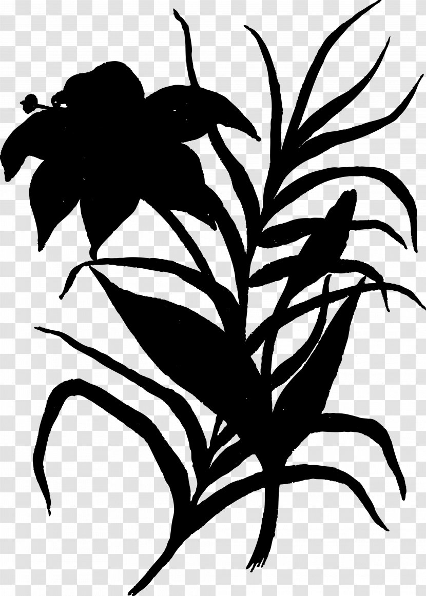 Clip Art Flower Plant Stem Leaf Silhouette - Blackandwhite Transparent PNG