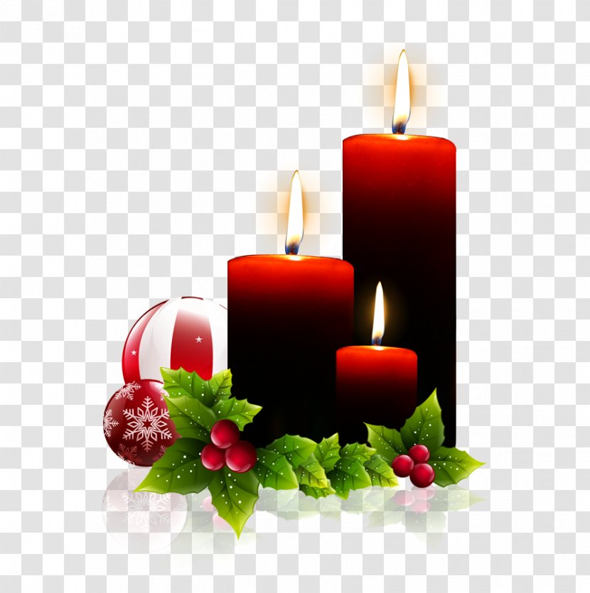Candle Christmas Card Greeting Decoration - Ornament - Red Transparent PNG