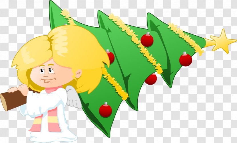 Christmas Tree Angel Gift Clip Art - Clipart Transparent PNG
