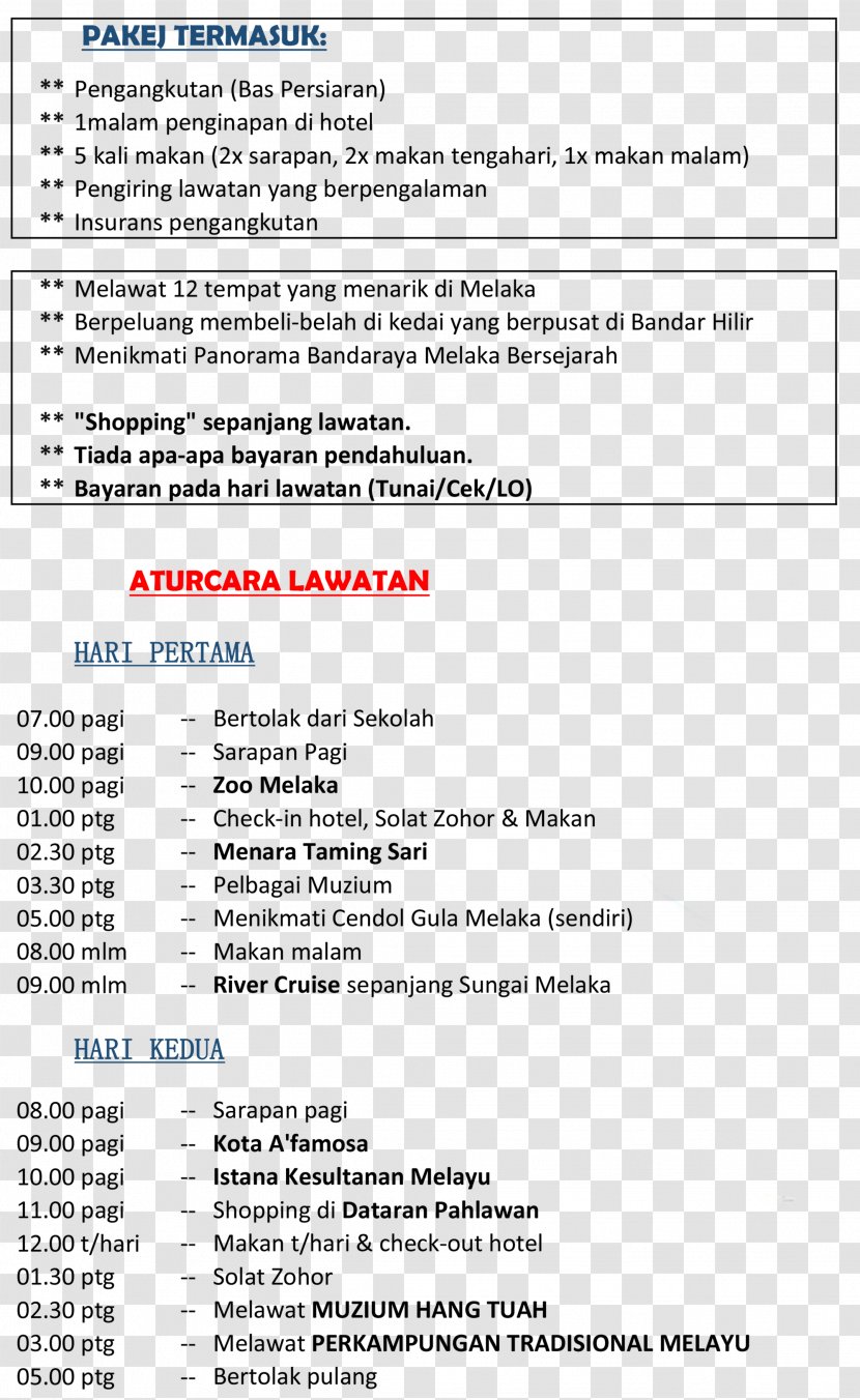BAGAN UTAMA HOLIDAYS (M) SDN. BHD. Bagan Utama Holidays Sdn. Bhd (240687-K) Malacca City Travel Itinerary Langkawi Transparent PNG