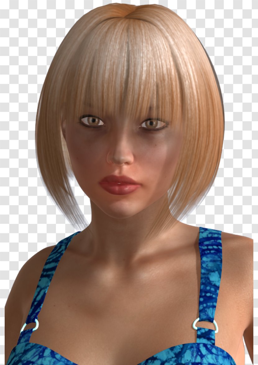 Blond Layered Hair Step Cutting Coloring Bangs - Long Transparent PNG