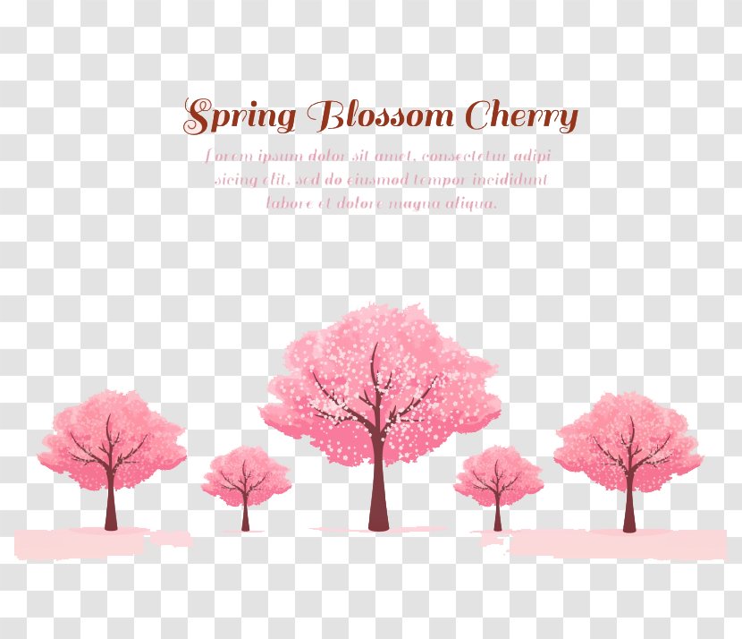 Template Cherry Blossom Microsoft PowerPoint - Flower - Spring Pink Trees Vector Material Transparent PNG
