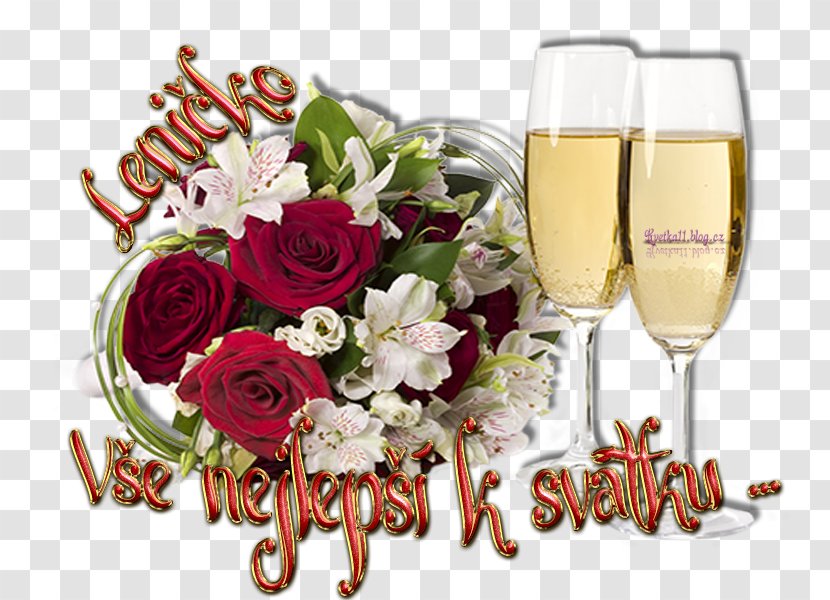 Champagne Floral Design Greeting & Note Cards Flower Bouquet Name Day - Wine Glass Transparent PNG
