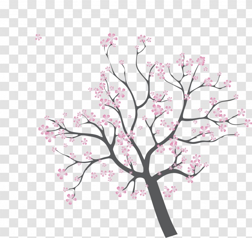 Sunset Illustration - Blossom - Cherry Tree Branches Transparent PNG
