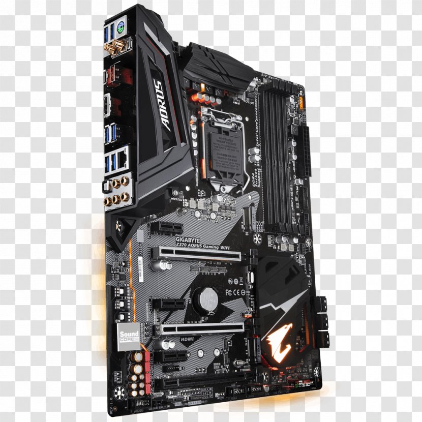 Intel LGA 1151 Gigabyte Z370 Aorus Gaming 7 Serial ATA Motherboard - Usb 30 - Atx Ports Transparent PNG