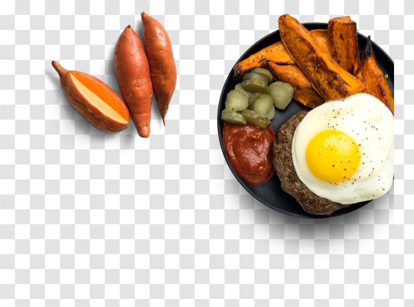 Full Breakfast Potato Wedges Egg Food Hamburger - Ketchup Transparent PNG