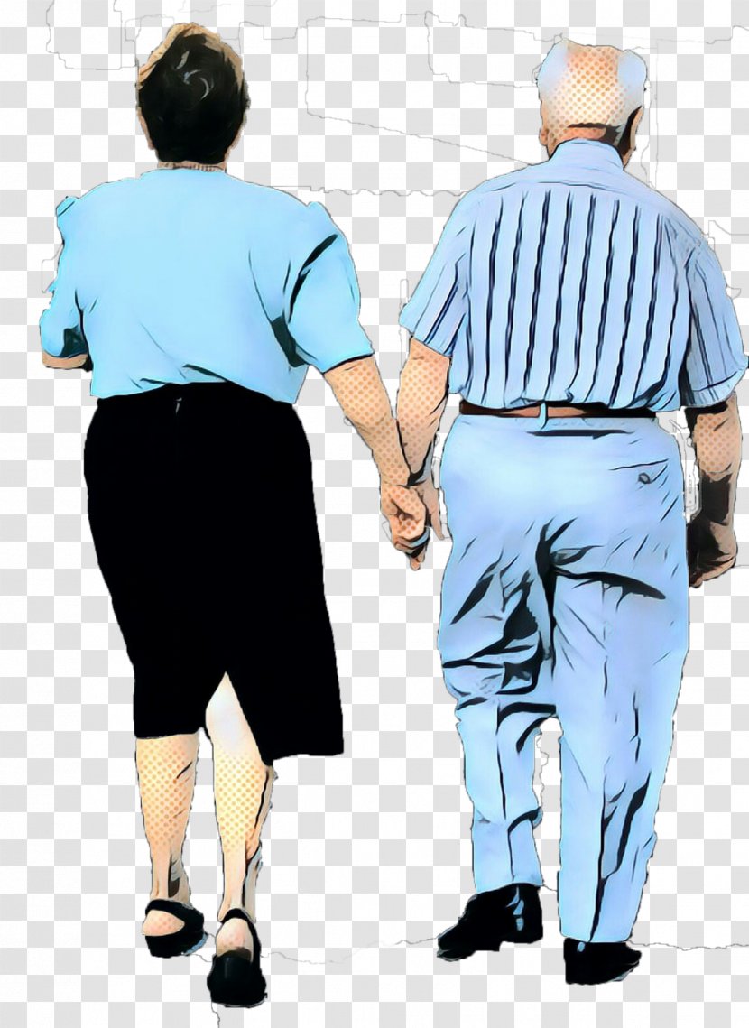 Home Cartoon - Old Age - Holding Hands Interaction Transparent PNG