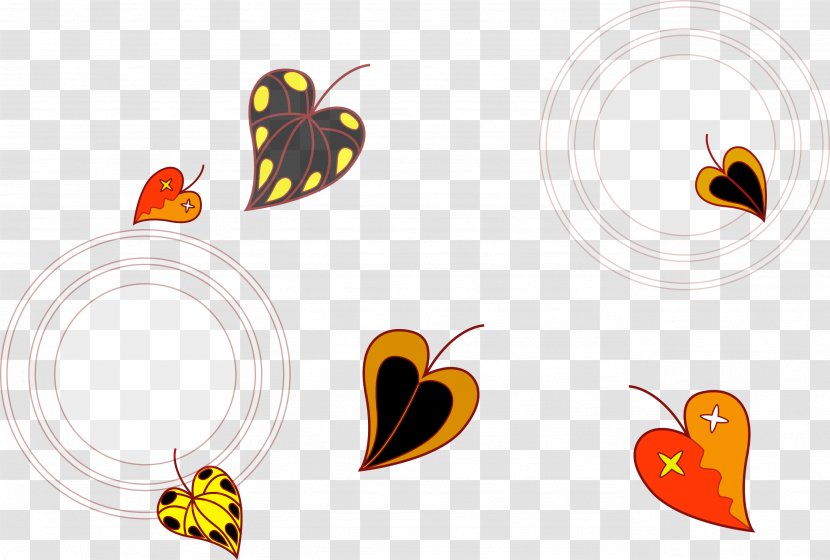 Clip Art - Yellow - Colored Leaves Circle Pattern Transparent PNG