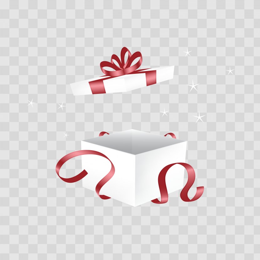 Gift Decorative Box - Red - Open White Vector Diagram Transparent PNG