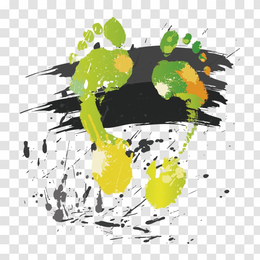 Ink Graphic Design - Yellow - Drawing Footprints Transparent PNG
