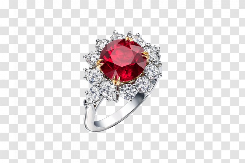 Ring Jewellery Gemstone Ruby Diamond - Harry Winston Inc - Flower Transparent PNG