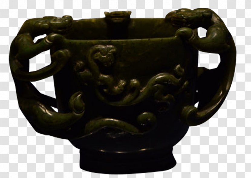 Chinese Jade Bi - Cup - The Jasper Inlaid.and Ear Transparent PNG