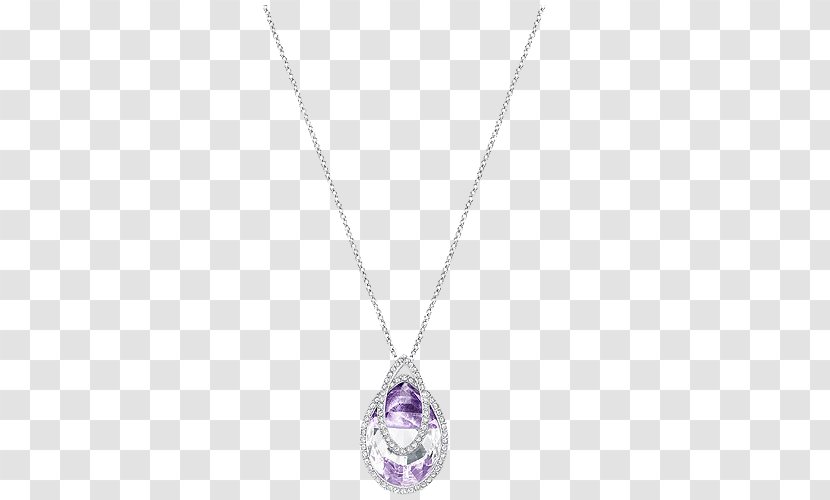 Locket Necklace Chain Purple Amethyst - Swarovski Jewelry Women Transparent PNG