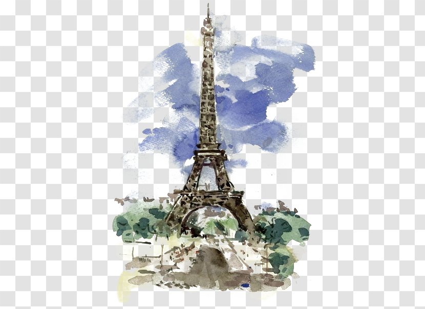 Eiffel Tower Watercolor Painting Work Of Art Illustration - Landmark Transparent PNG