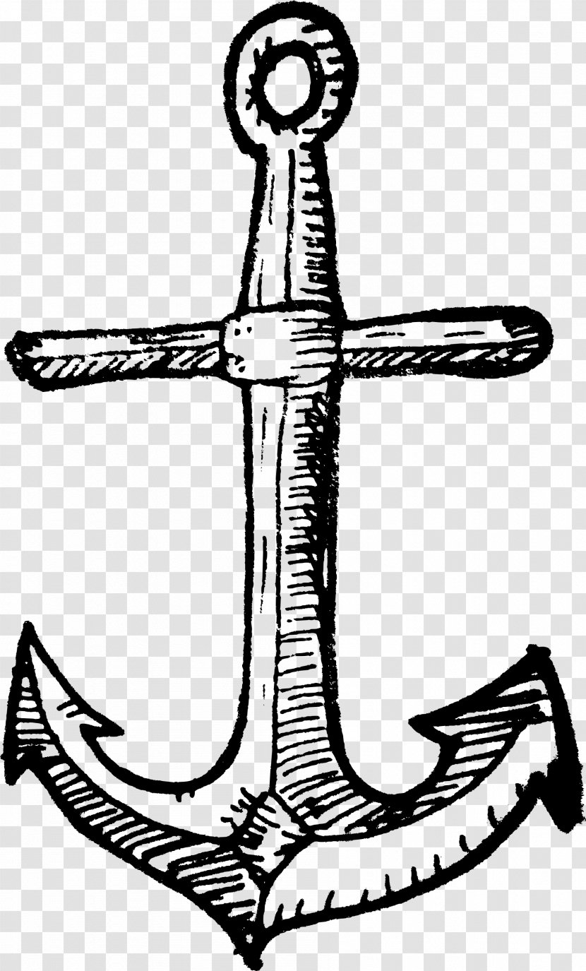 Anchor Line Art Clip - Black And White Transparent PNG