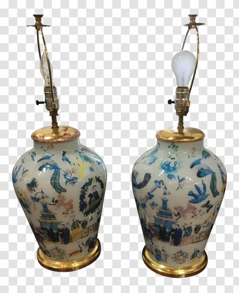 Vase Porcelain Cobalt Blue Pottery 01504 - Hand Painted Lamp Transparent PNG
