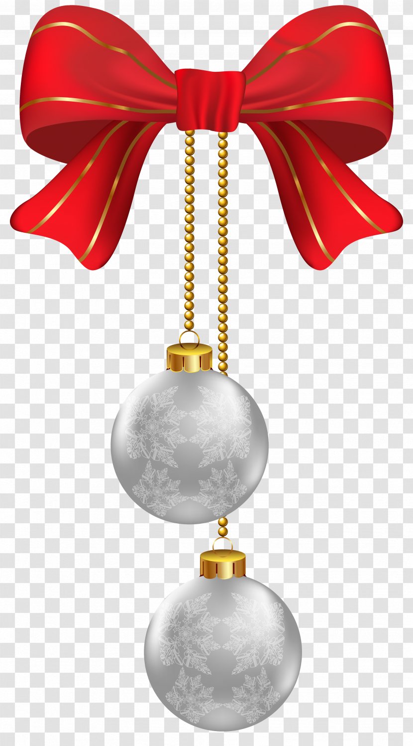 Hanging Christmas Silver Ornaments Clipart Image - Holiday Ornament Transparent PNG