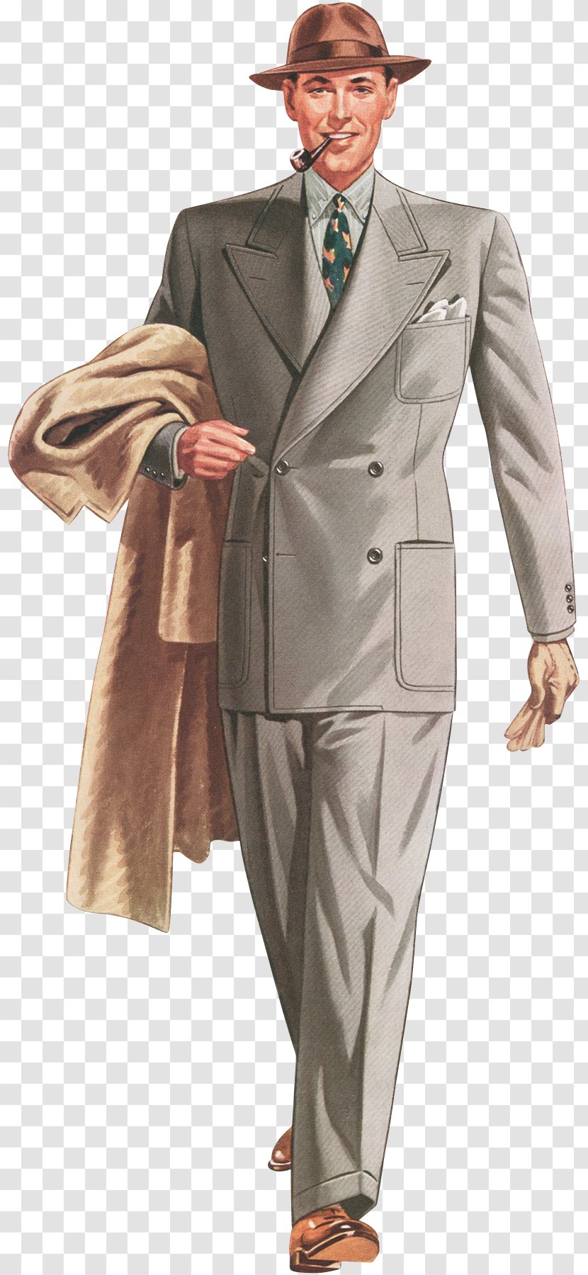 1930s 1940s Fashion Suit Vintage Clothing - Gentle Men Transparent PNG