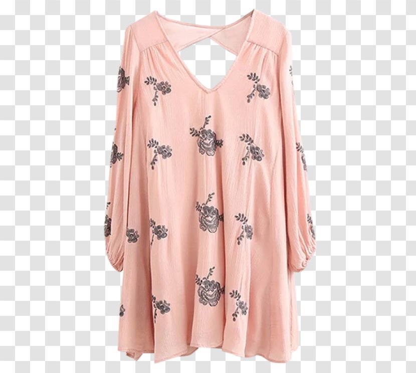 Sleeve Dress Blouse Clothing Shirt - Peach - Pink 3 4 Transparent PNG