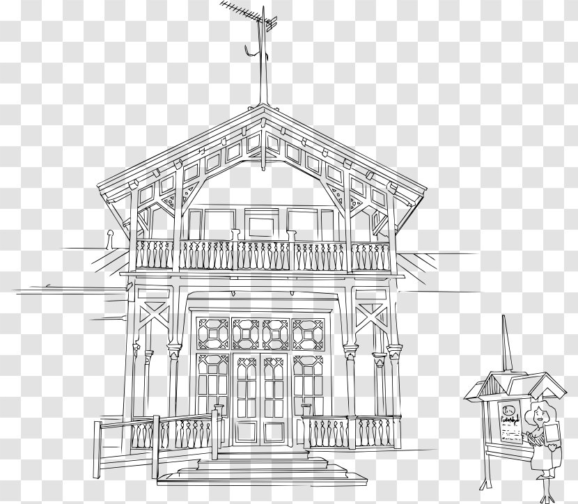 Facade Drawing Building Restaurant - Shed Transparent PNG