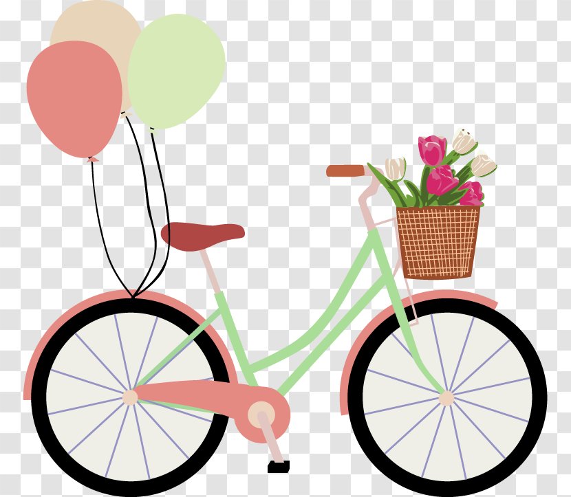 Bicycle Balloon Greeting Card Valentines Day Clip Art - Flat Bike Transparent PNG