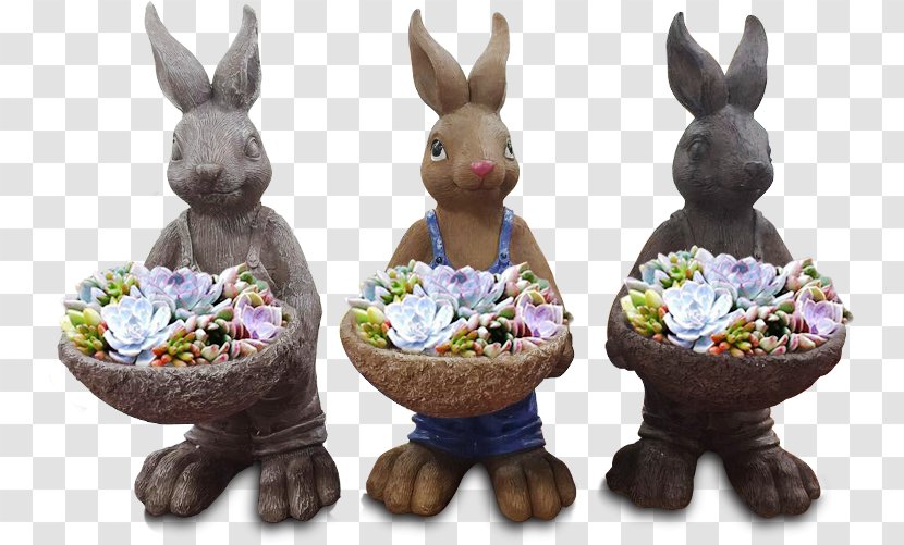 Easter Bunny European Rabbit Flowerpot - Designer - Three Creative Transparent PNG