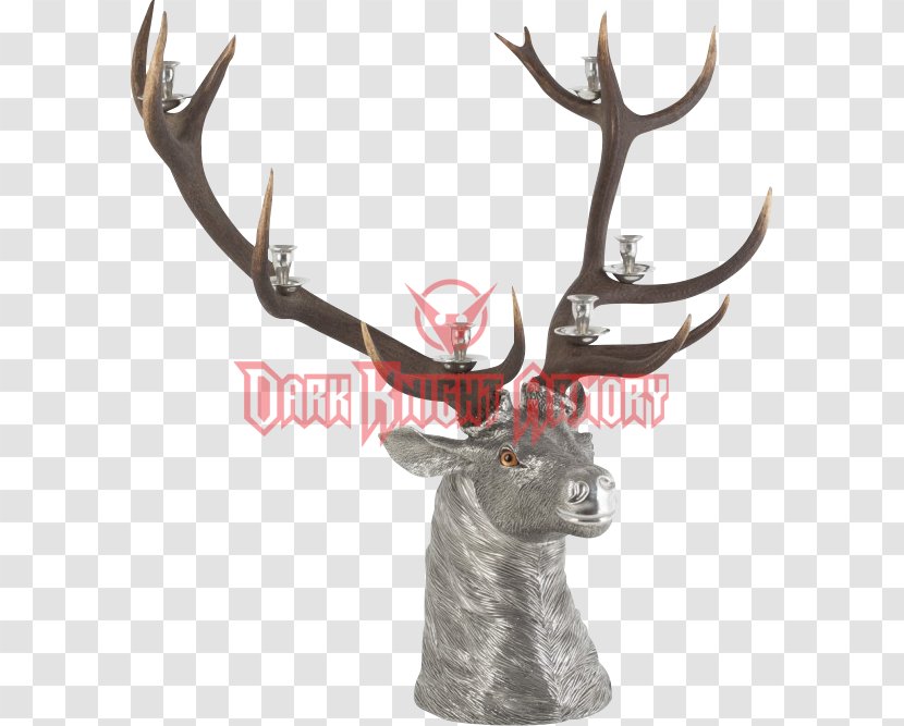 Elk Antler Light Candlestick - Pewter - Head Transparent PNG