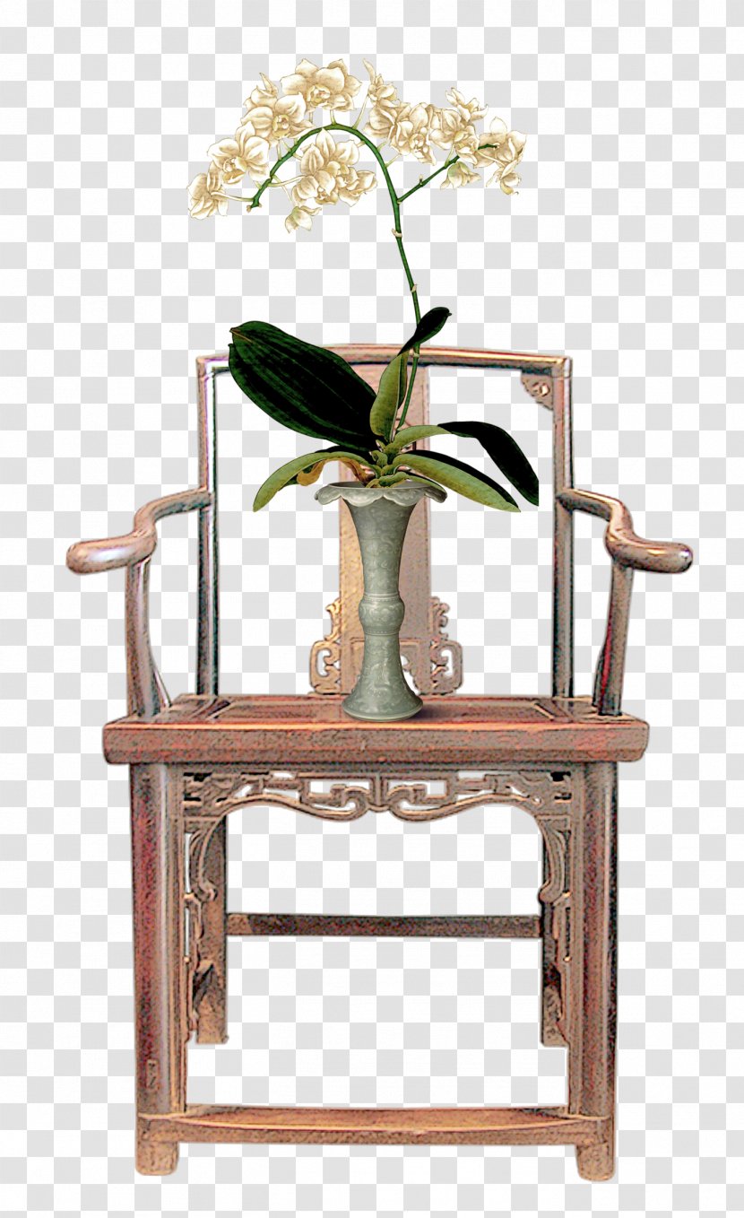 Gongbi Photography Chinese Painting - Vase On A Chair Transparent PNG