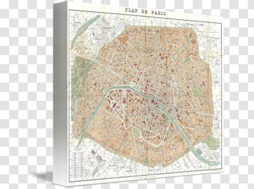 Paris Map Gallery Wrap Lithography Printing - Mirror Transparent PNG