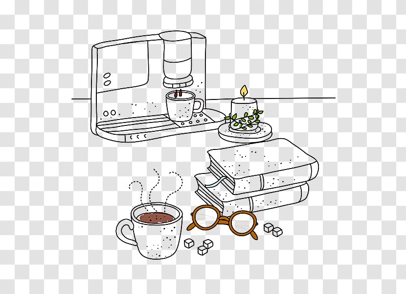 Coffee Cup Cafe Drawing Illustration - Tableware - Kitchen Transparent PNG