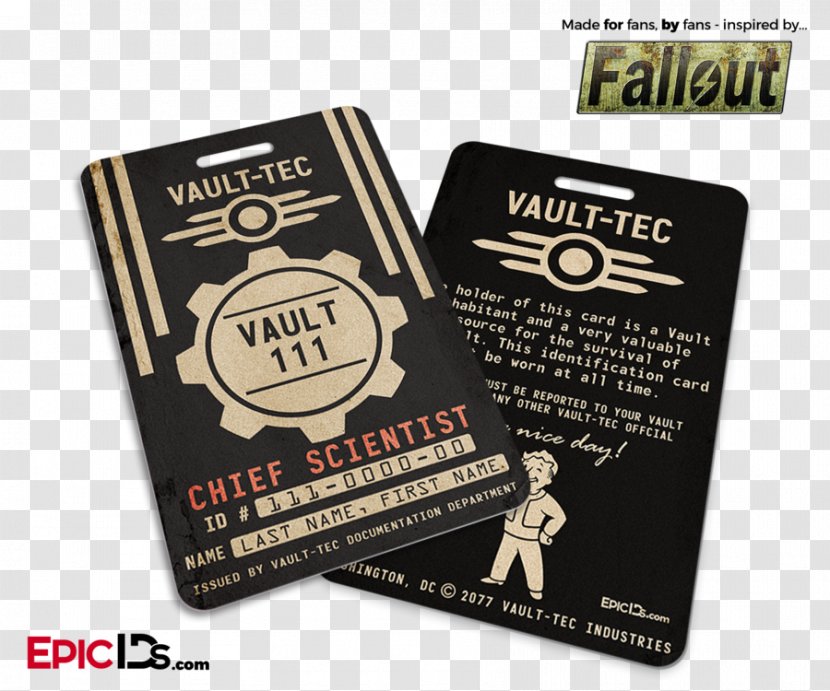 Fallout Shelter Wasteland The Vault Video Game - Dweller - Name Tag Mockup Transparent PNG