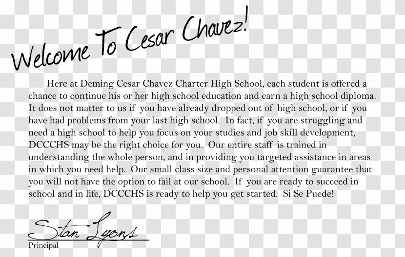 Deming Cesar Chavez Document Letter Head Teacher Handwriting - Email Address - Day Transparent PNG