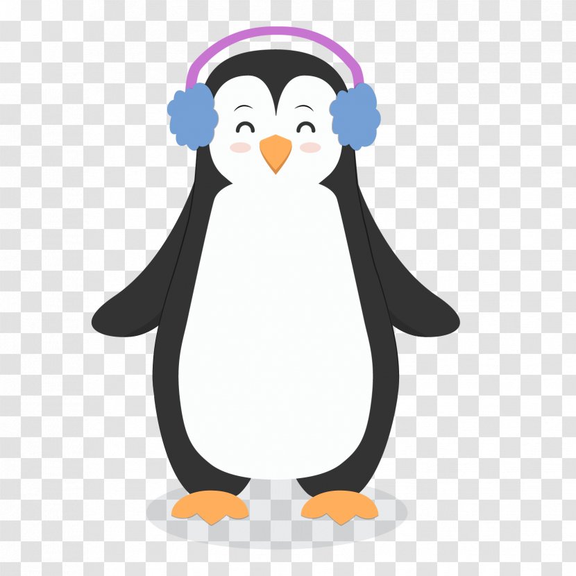 Penguin Bird Christmas Clip Art - Flightless - Vector Wearing Headphones Transparent PNG